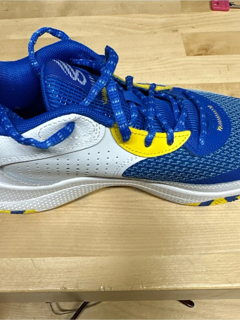 Under Armour Kids Blue, Yellow & White Athletic Sneakers Step Curry’s